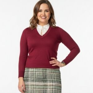 THE LOFT Ruffle Tie Neck Mixed Media Sweater